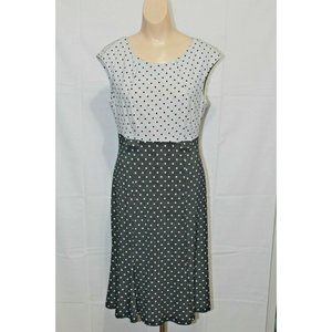 CONNECTED APPAREL Black/White Polka Dot Sleeveless Back Zipper Dress Size 8